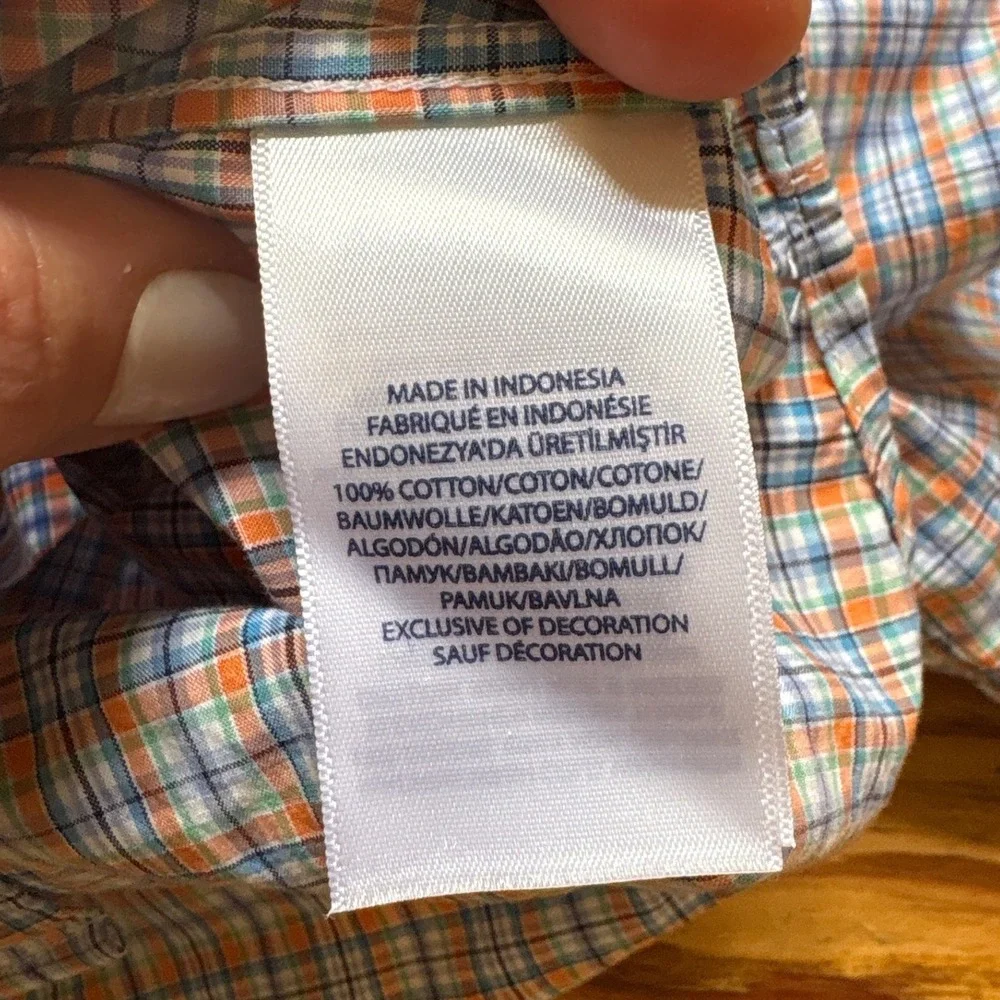 Ralph Lauren Button‎ Down Shirt Kids Blue Orange Plaid Excellent SIZE 2/2T